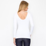 Seamless Reversible V-Neck Long Sleeve Top - White
