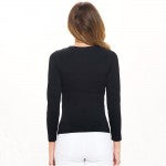 Seamless Round Neck Long Sleeve Top - Black