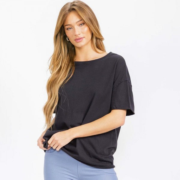 The Essential Raw Edge Tee -Black