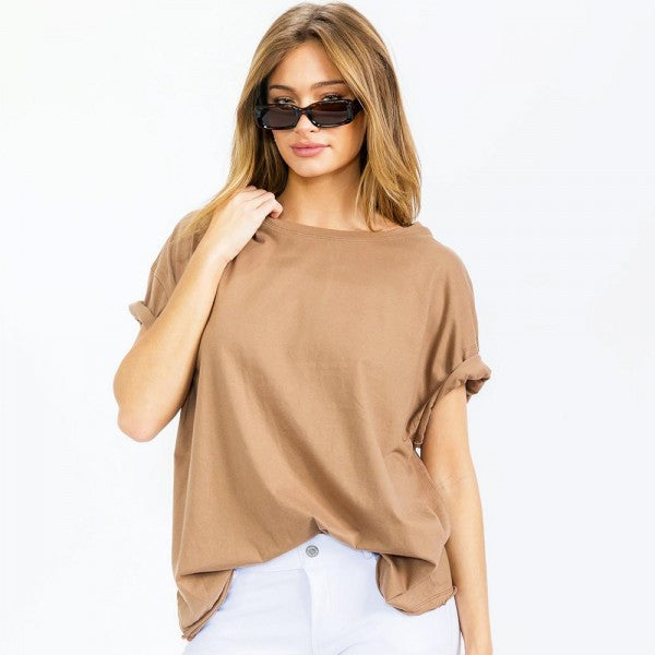 The Essential Raw Edge Tee - Brown