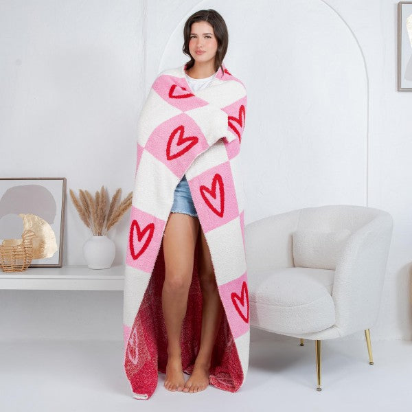 Checkered Hearts Blanket