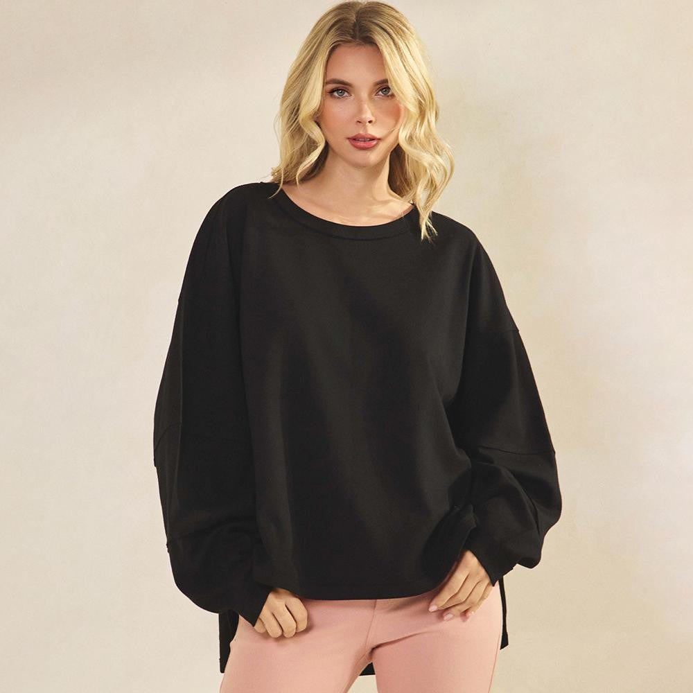 Black Women's Textured Cotton Relaxed Fit Top