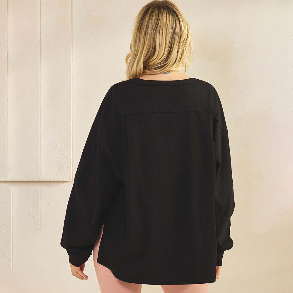 Black Women's Textured Cotton Relaxed Fit Top