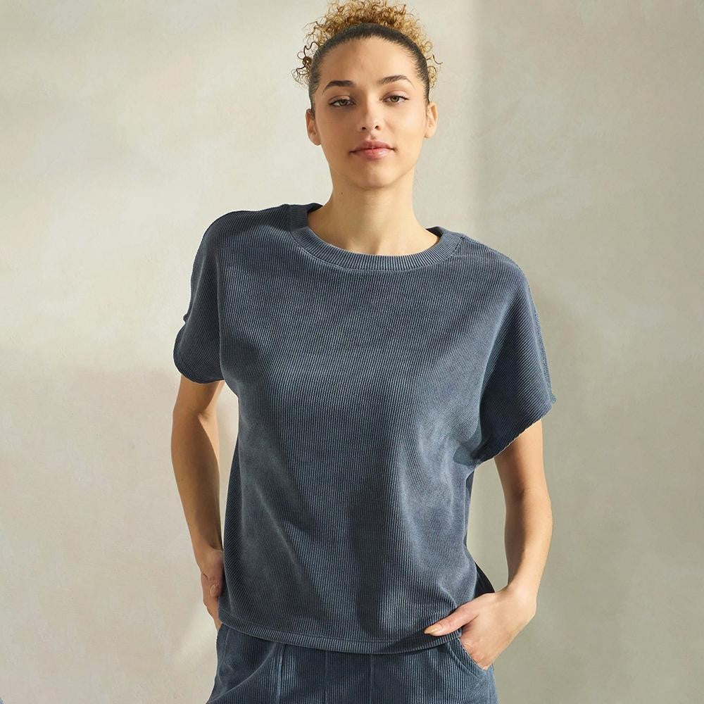 Corduroy Short Sleeve Top - Denim