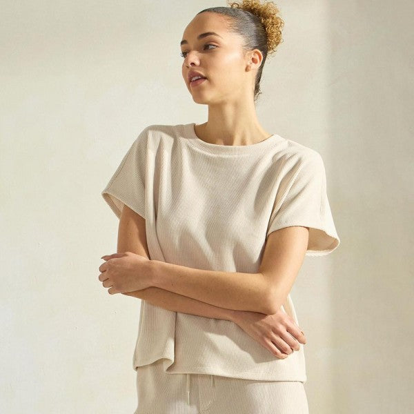 Ivory Corduroy Short Sleeve Top