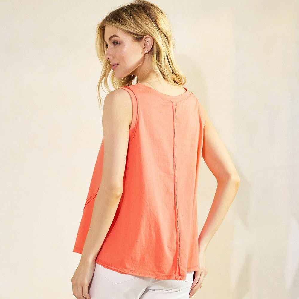 Raw Edge Tank Top Coral