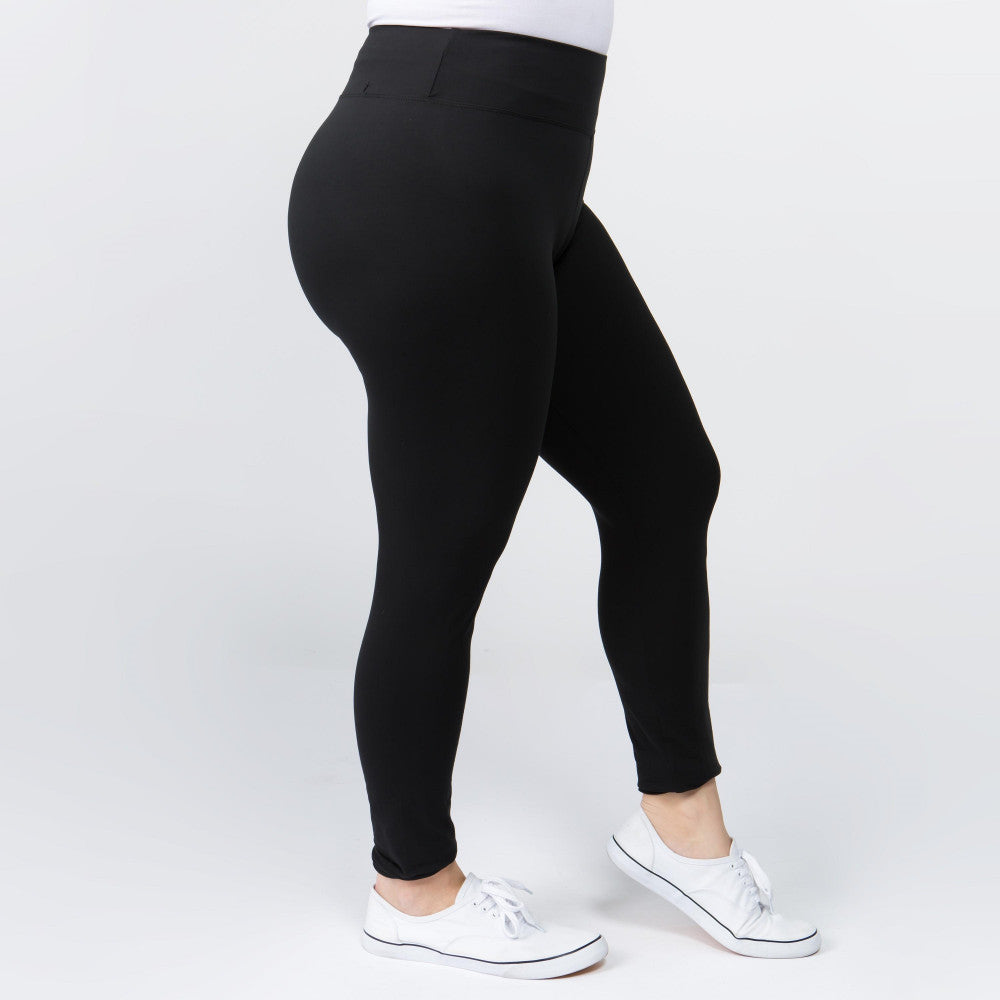 Curvy 3” Waist Band Leggings, Black