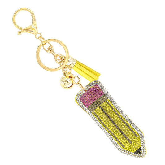 Rhinestone Puffer School Pencil Keychain