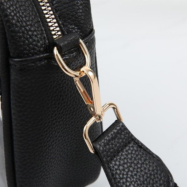 Clear PU Cross Body Bag With Leather Walls and Trim Featuring Detachable Leather Tassel