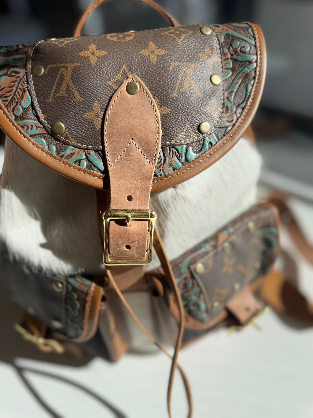 Teal Lather backpack