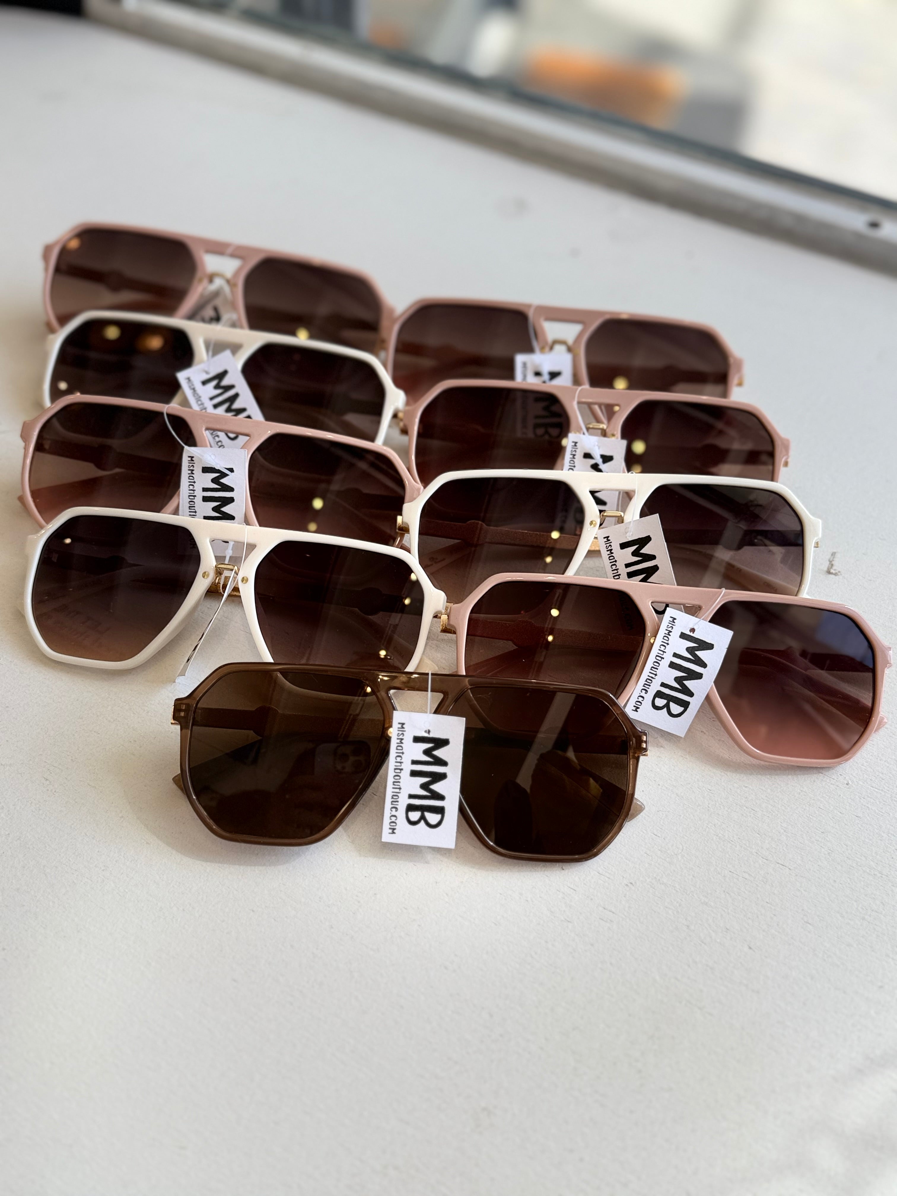 Geometric Shape Thin Frame Designed Sunglasses