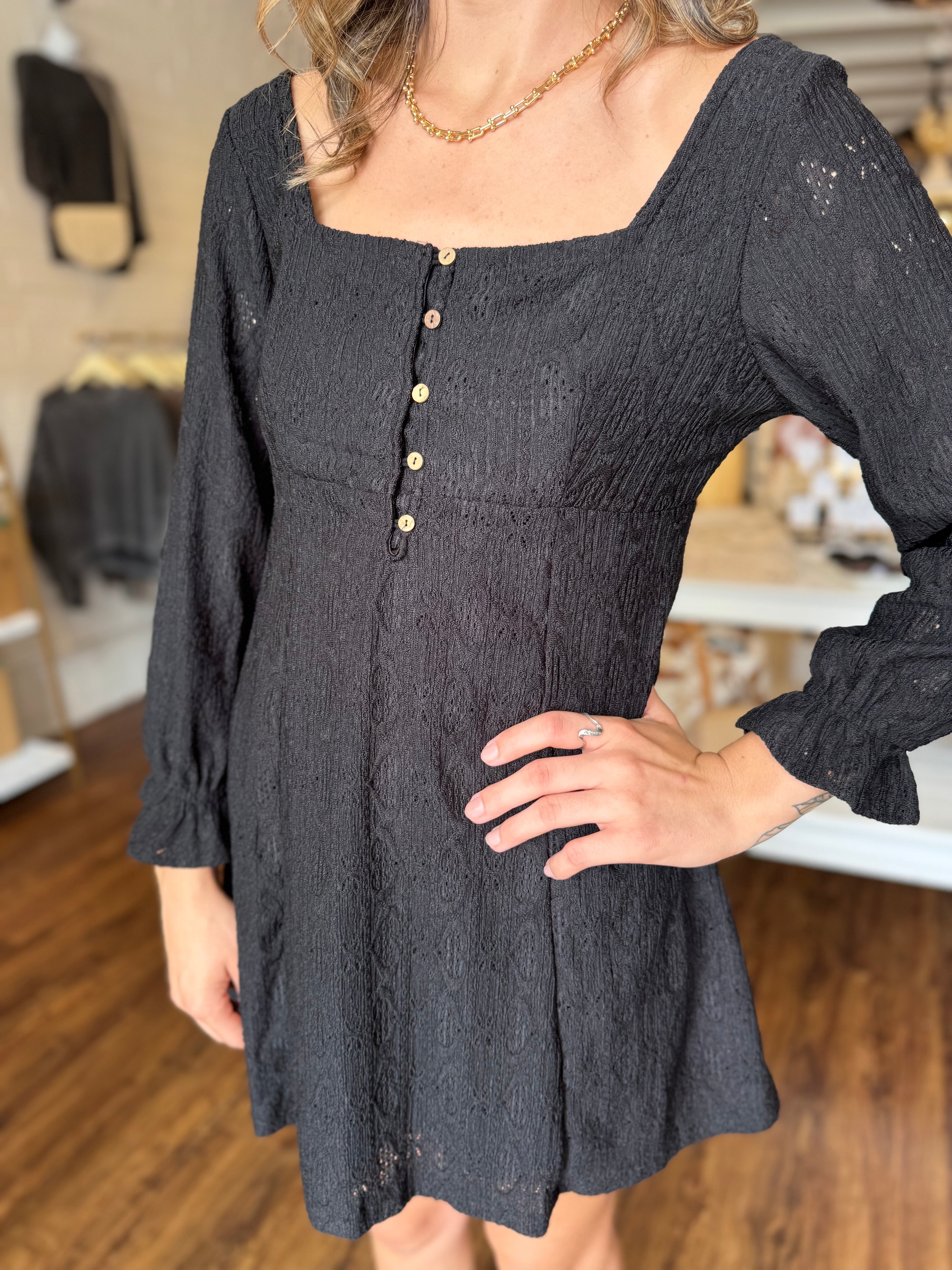 Lace Square Neck Mini Dress