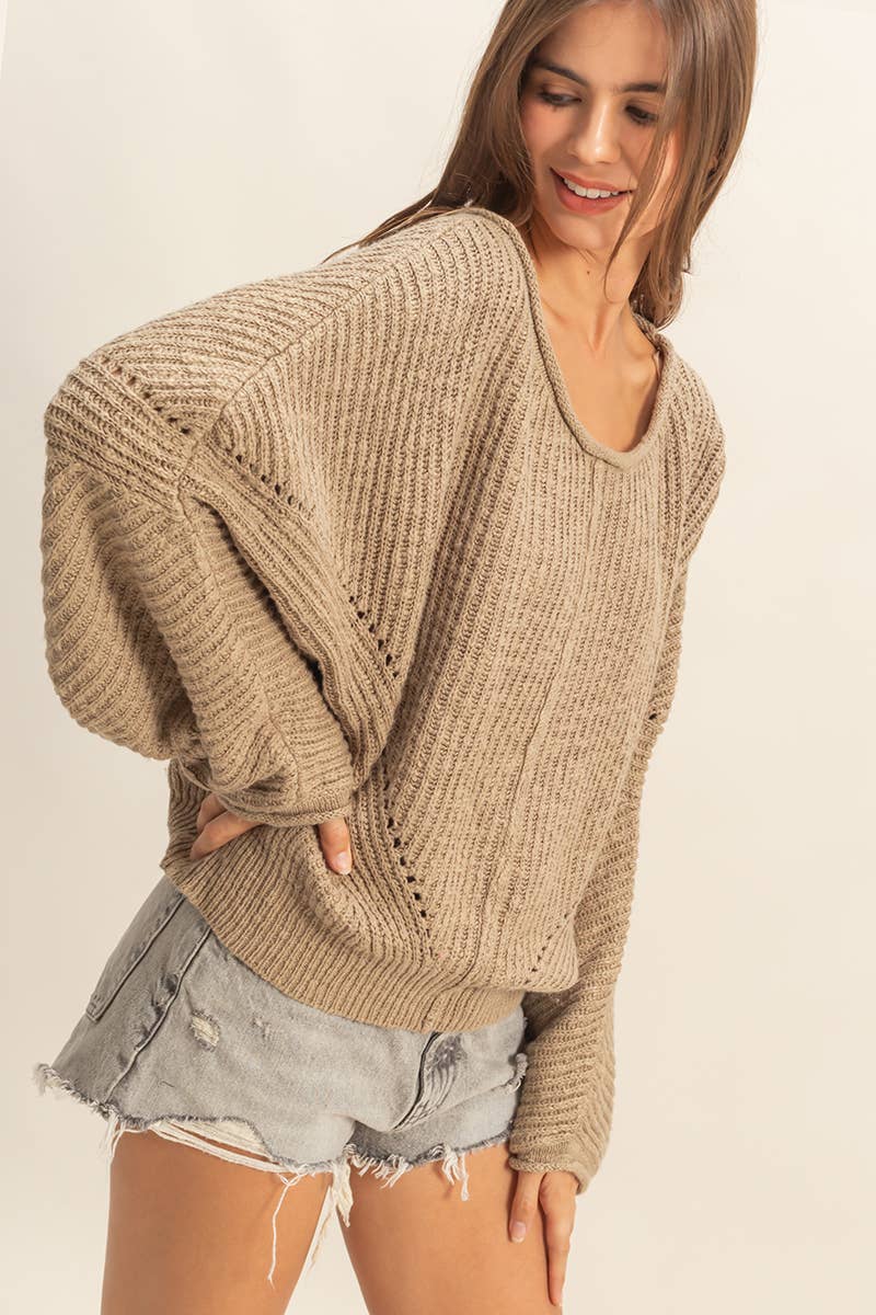 Ribbed Drop Sleeve Sweater
