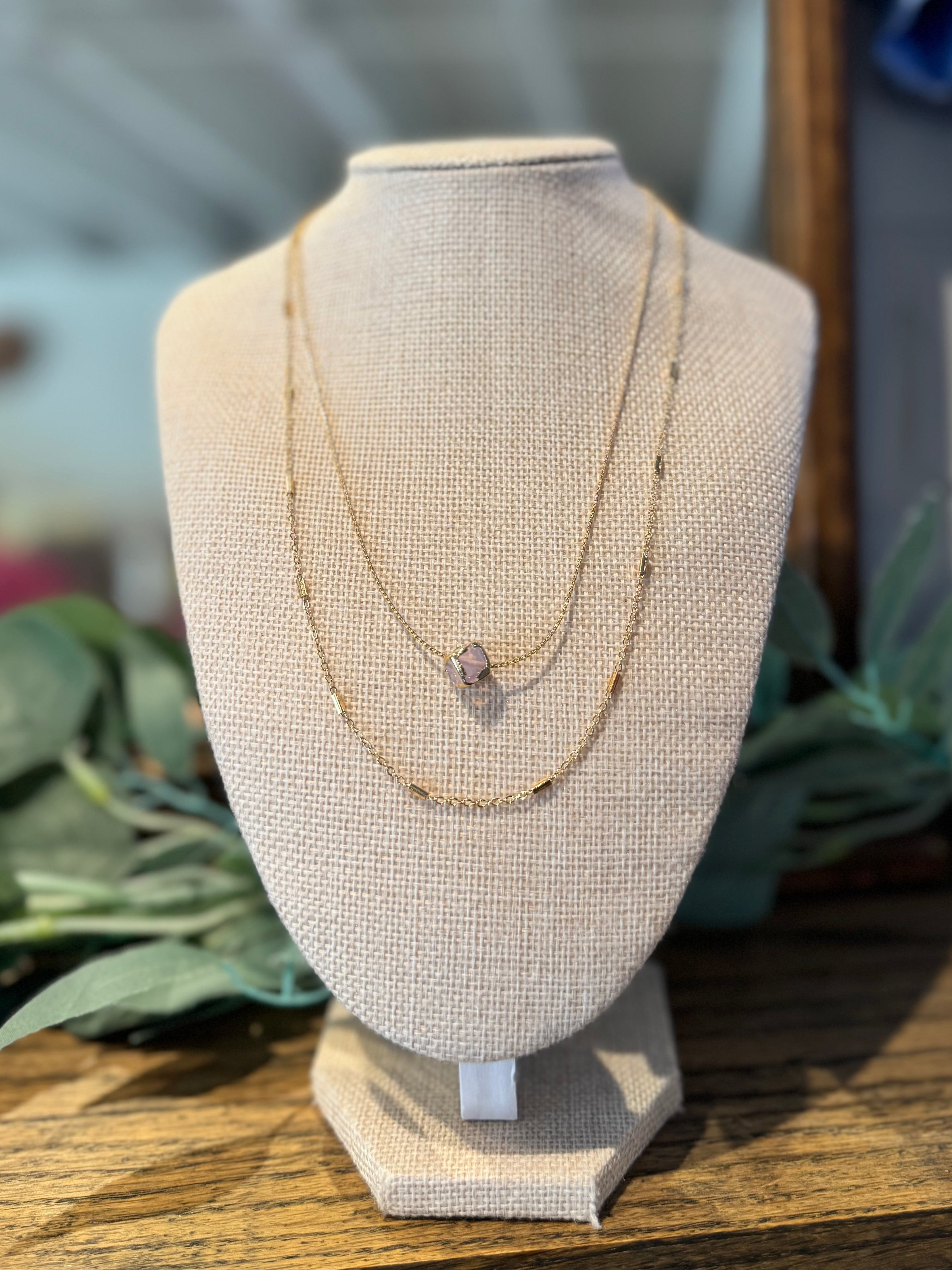 Double Layer Necklace Pink