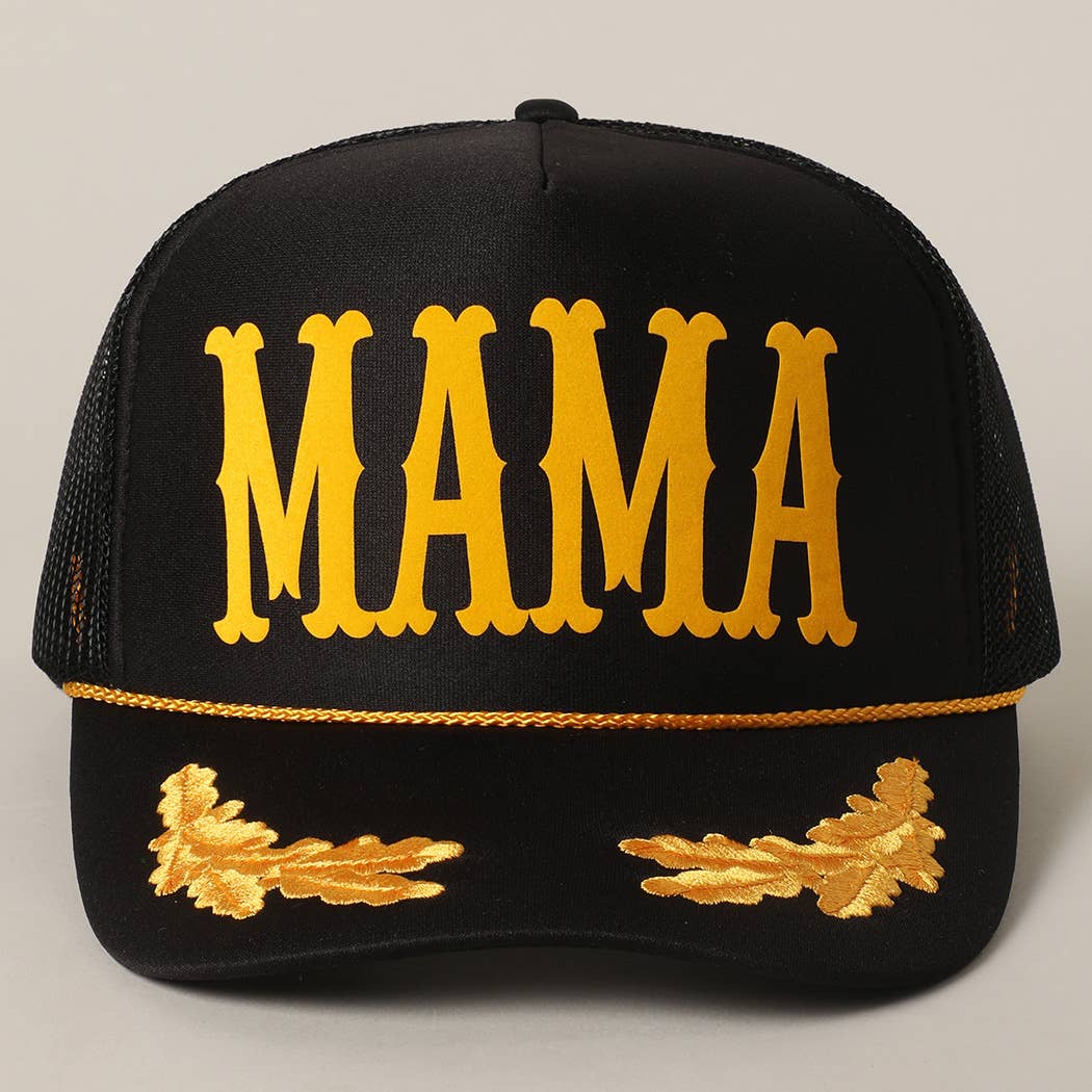 MAMA Lettering Logo Foam Mesh Back Trucker Hat