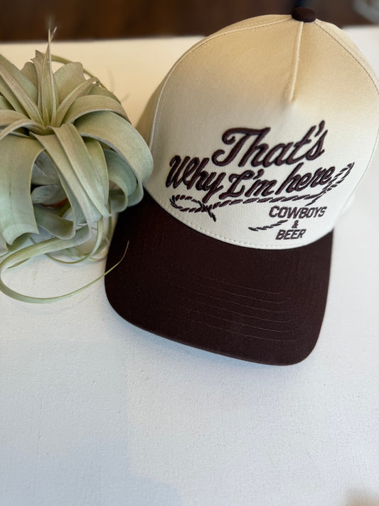 That's Why I'm Here Cowboys & Beer Embroidery Two-Tone Cap