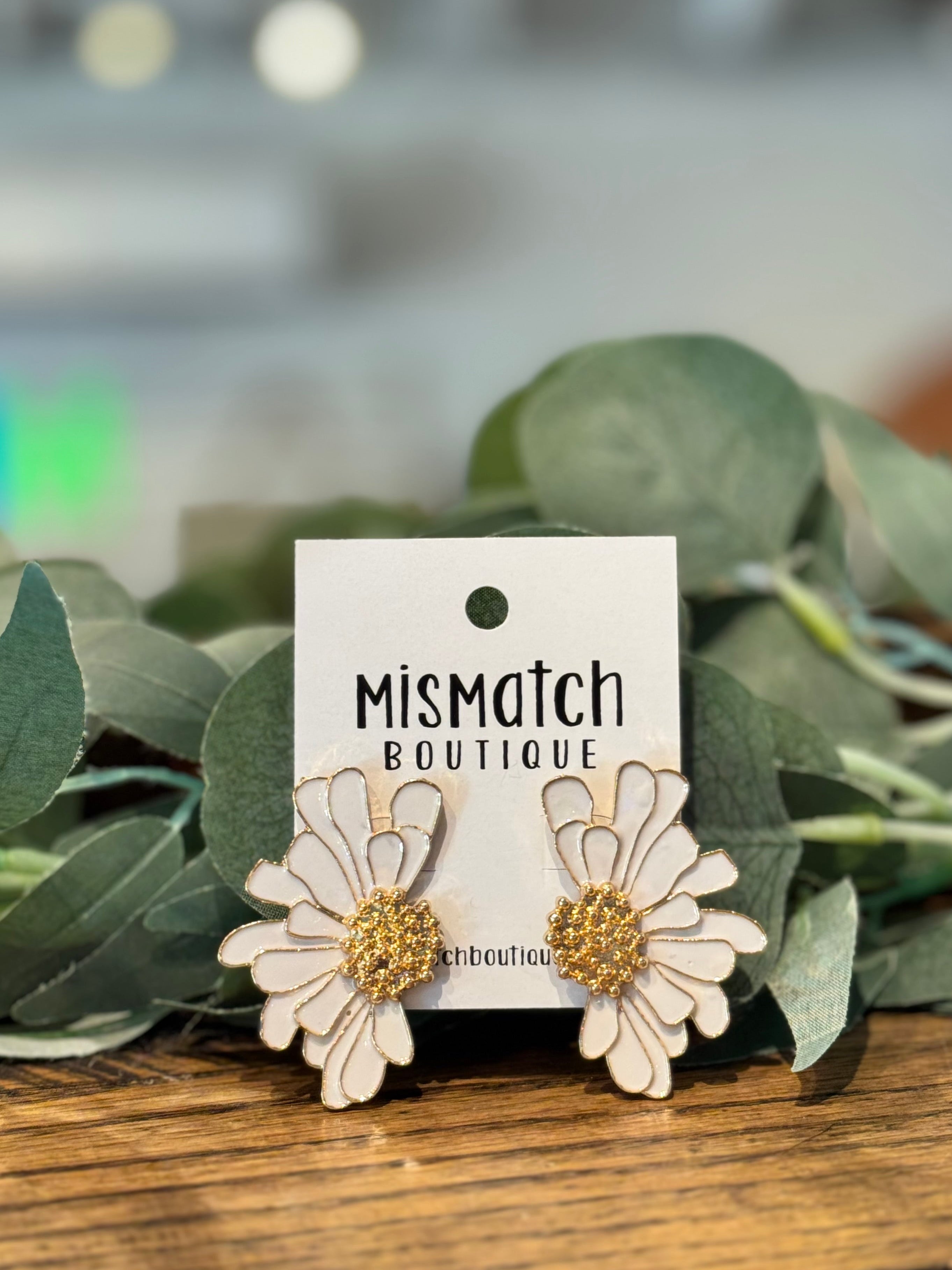 White Flower Statement Earrings