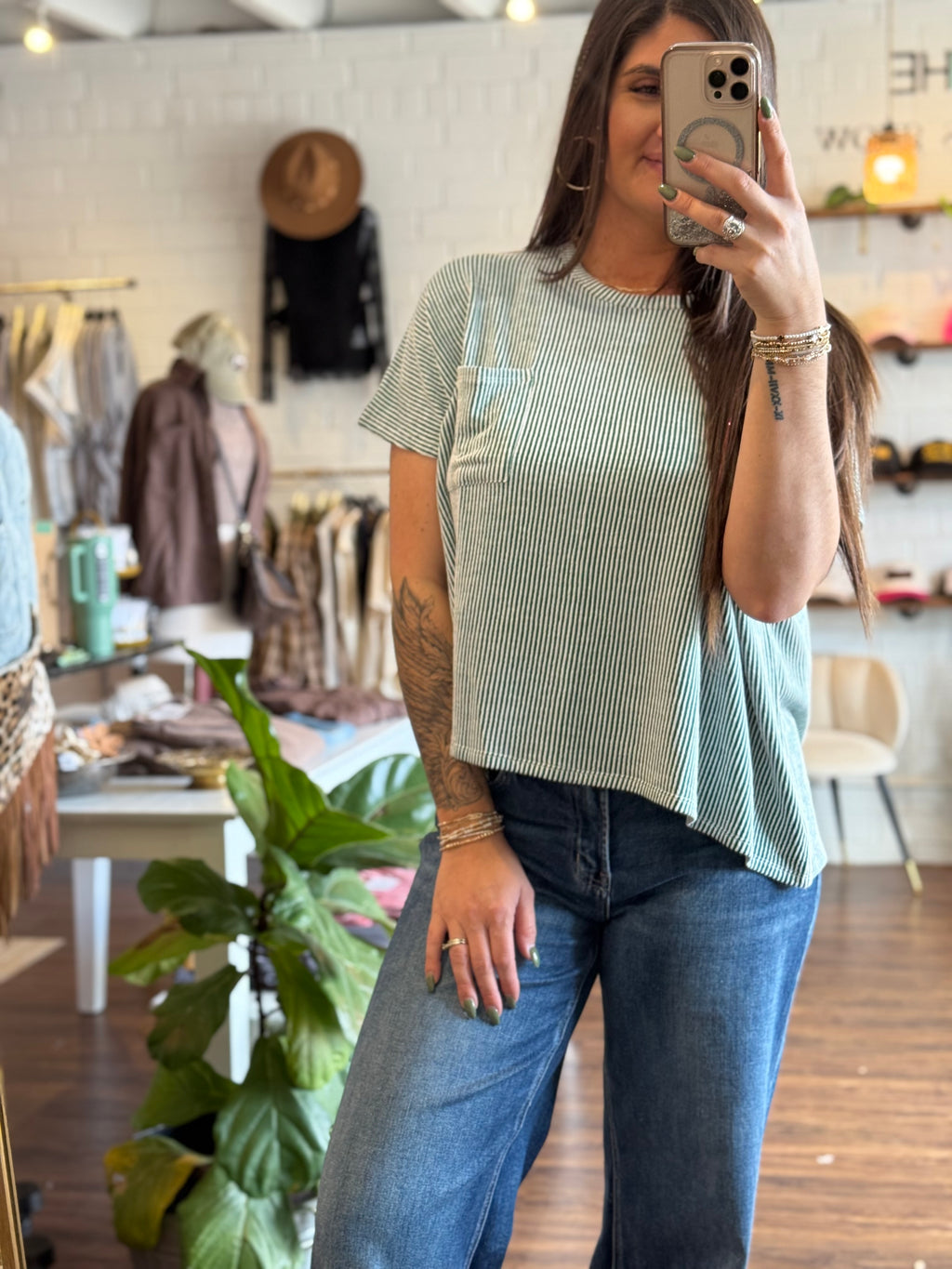 Corded Ribbed Top - Hunter Green