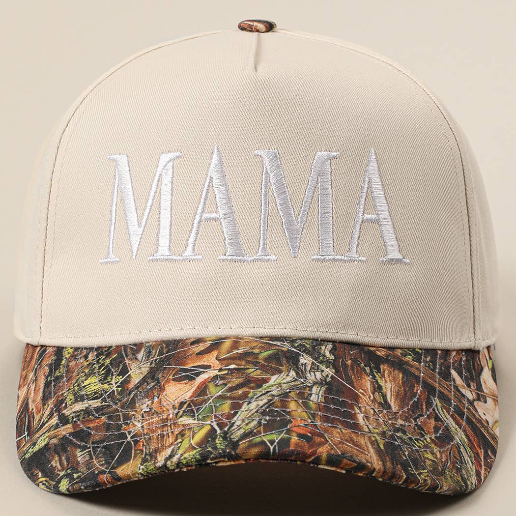 MAMA Embroidered Camo Two-Tone Trucker Hat