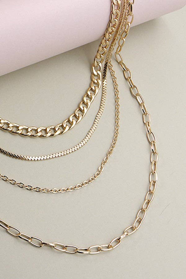 BOLD MULTI 4 LAYERS CHAIN NECKLACE