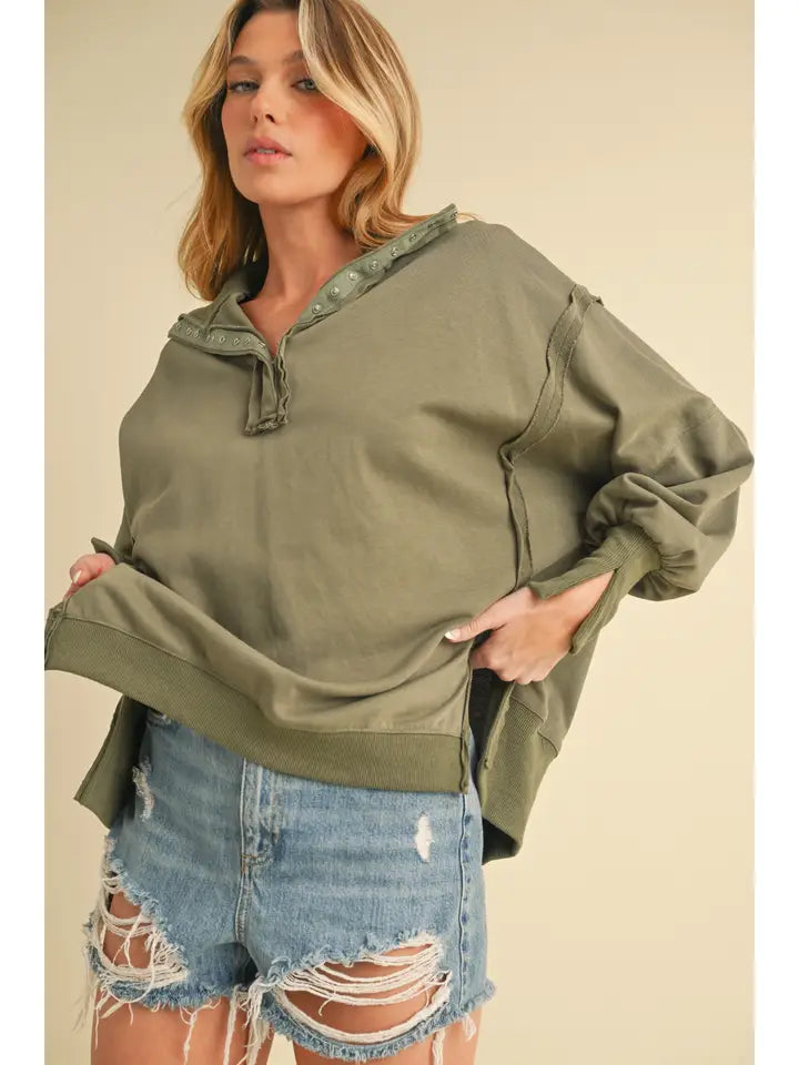 Henley Sweatshirt - Olive ETA 8/1