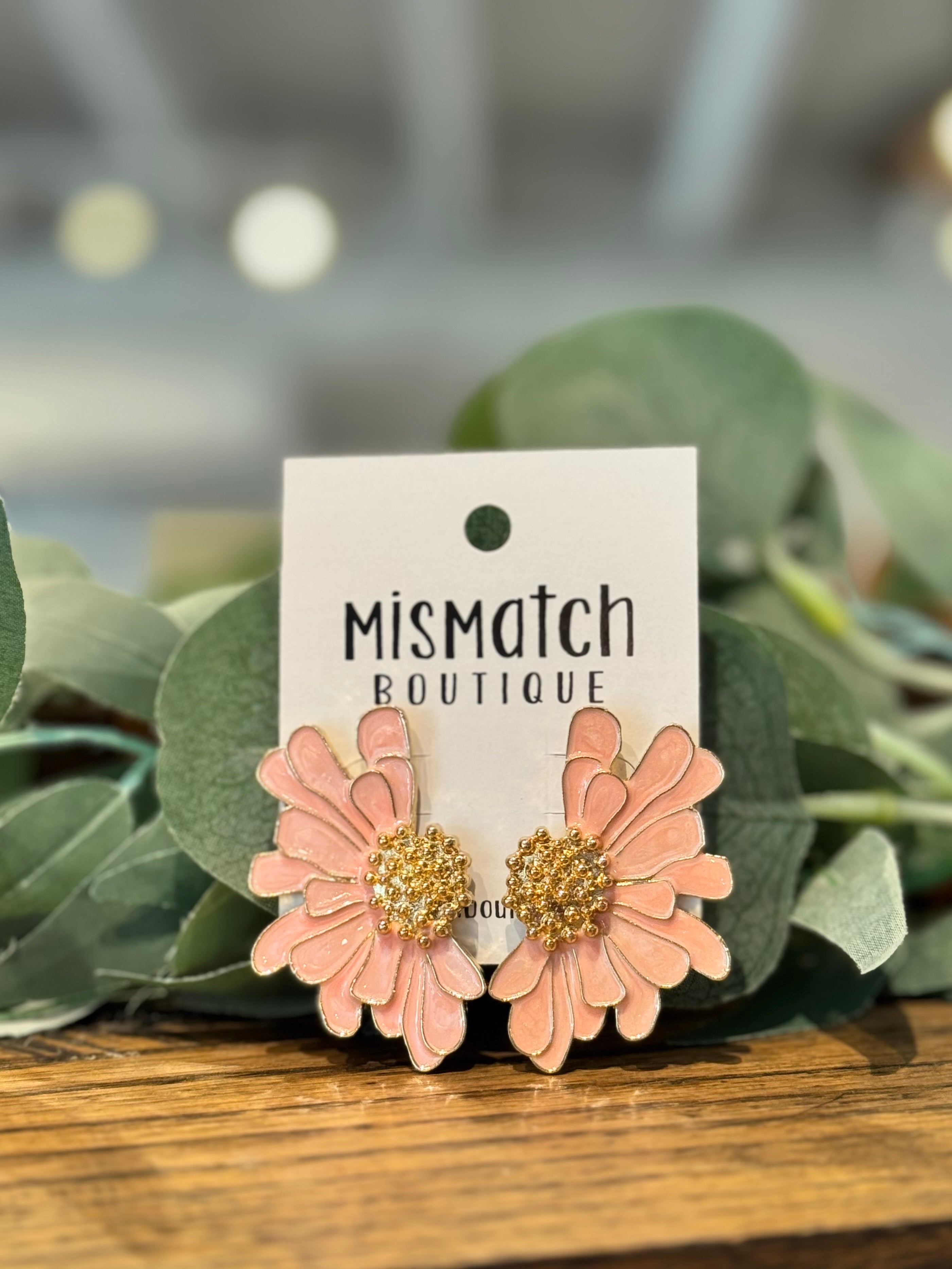 Pink Flower Statement Earrings