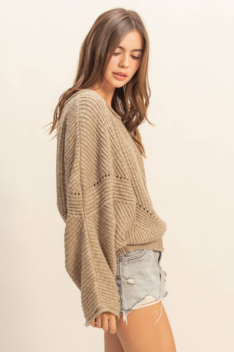 Ribbed Drop Sleeve Sweater
