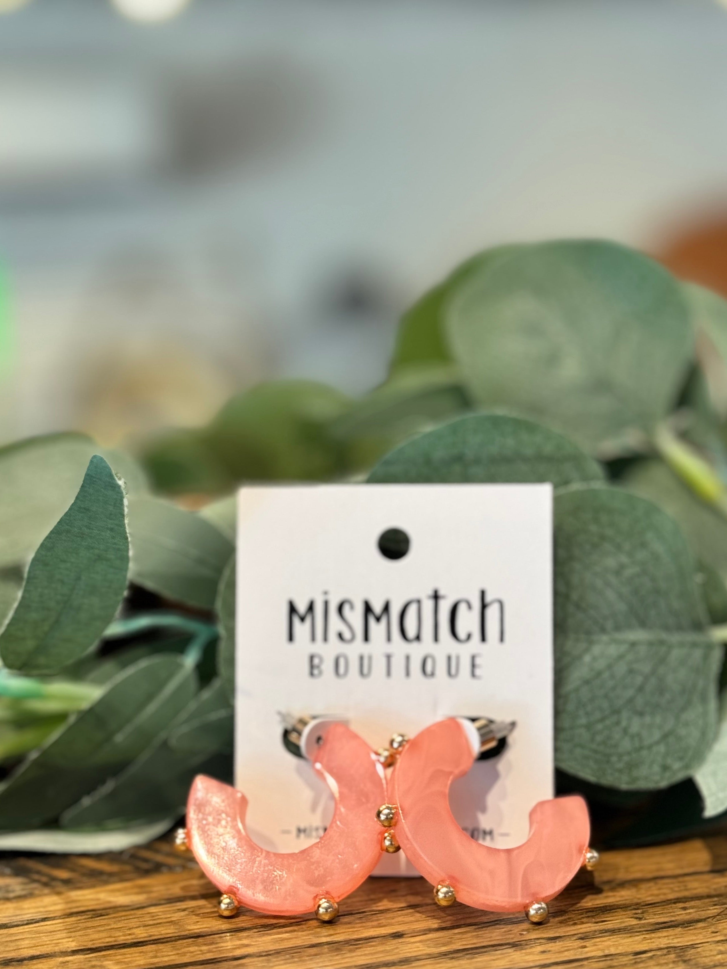 Acetate Studded Hoop Earrings - Pink