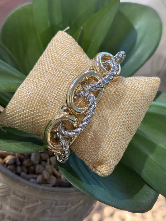 Stretch Link Silver/ Gold Bracelet