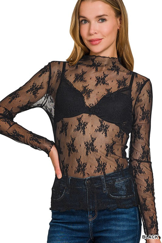 Lace Long Sleeve - Black