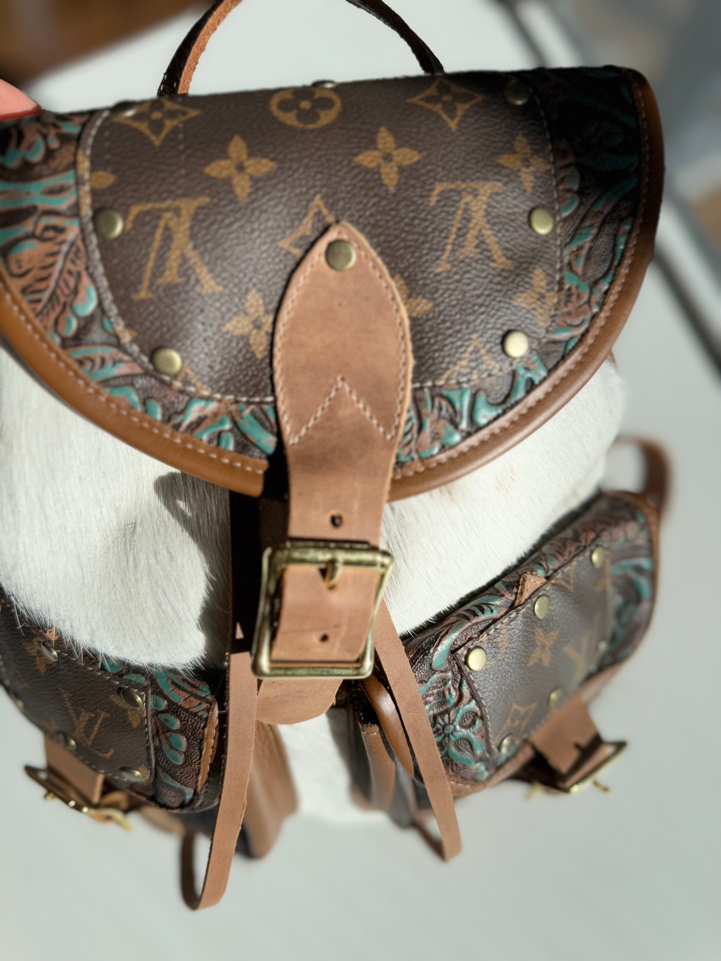 Teal Lather backpack