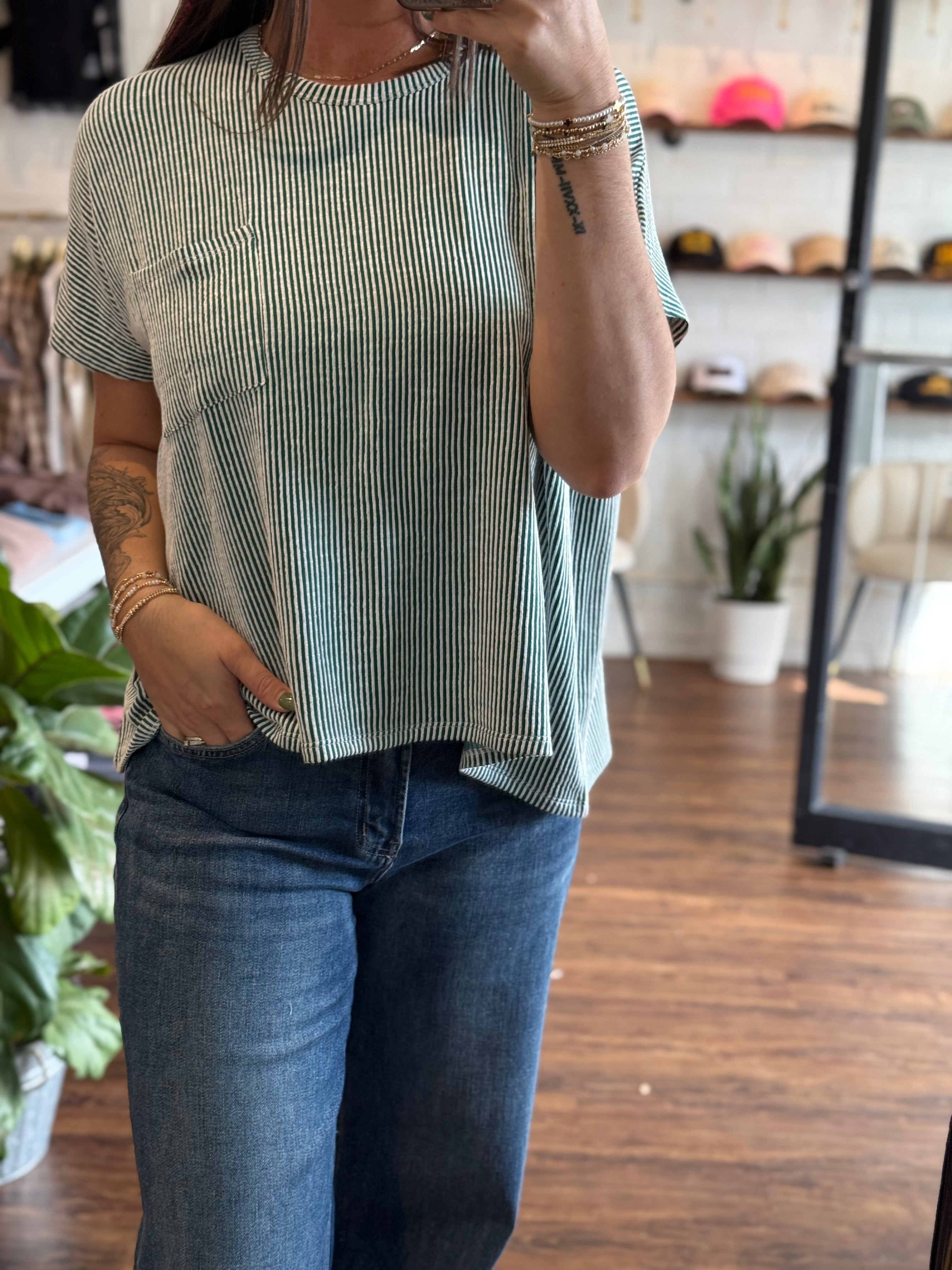 Corded Ribbed Top - Hunter Green