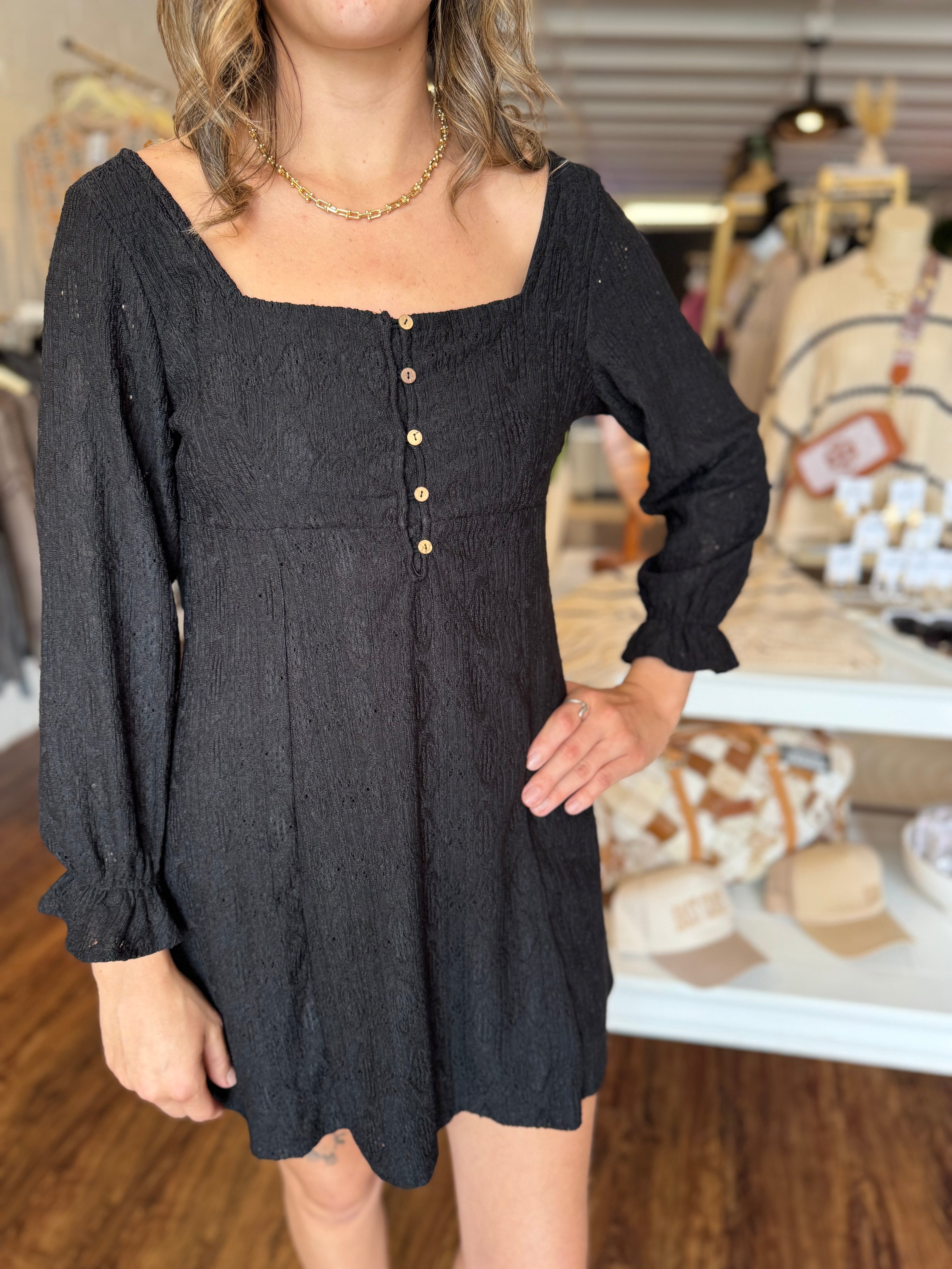 Lace Square Neck Mini Dress