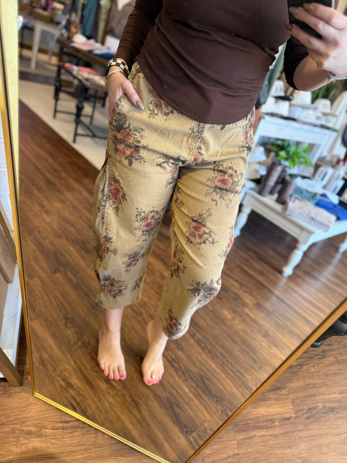 Floral Barrel Pants