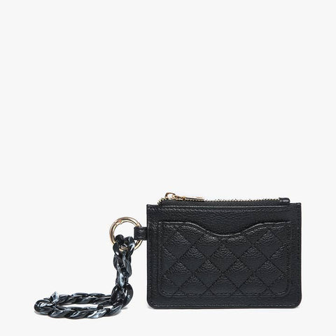 Rhodes Quilted Wallet w/ Chain Bangle, Black