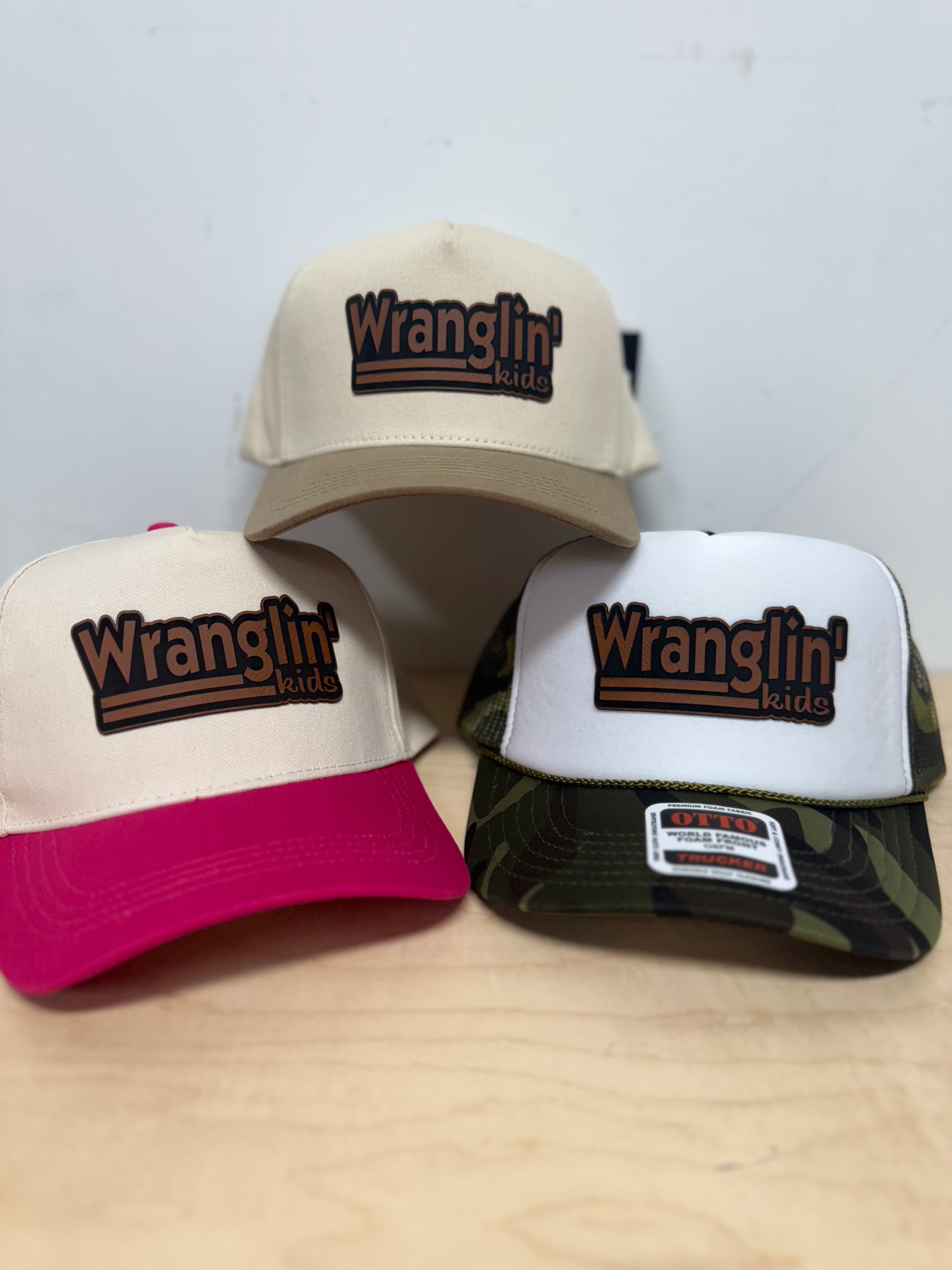 "Wranglin Kids" Tan & Pink Two-Tone Trucker Hat