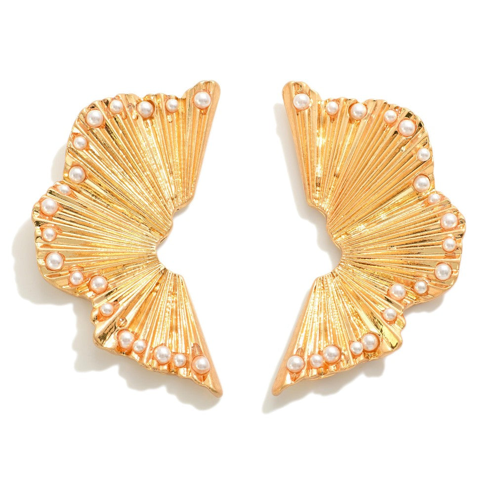 Gold Fan Drop Earrings