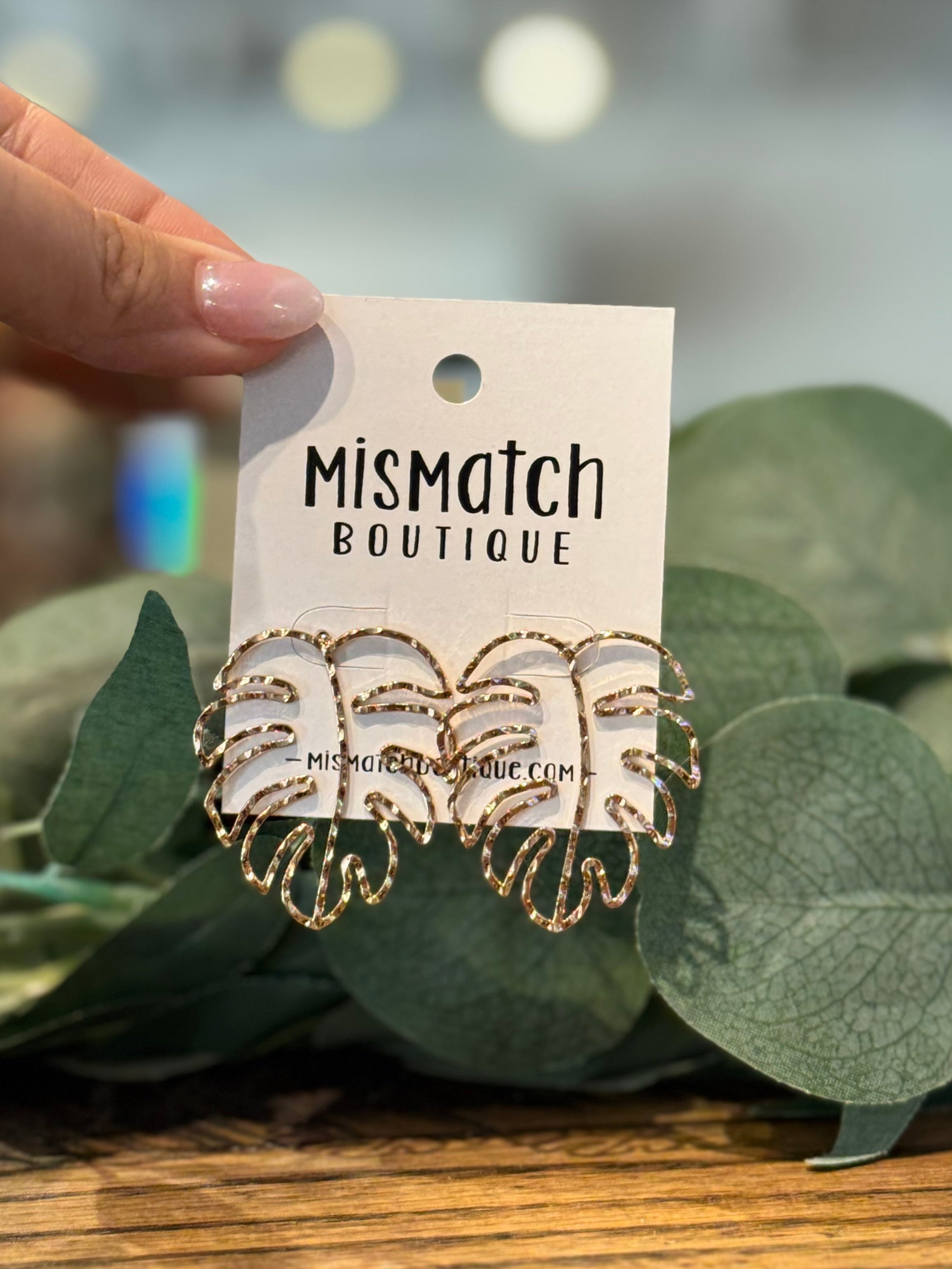 Gold Monstera Leaf Earrings