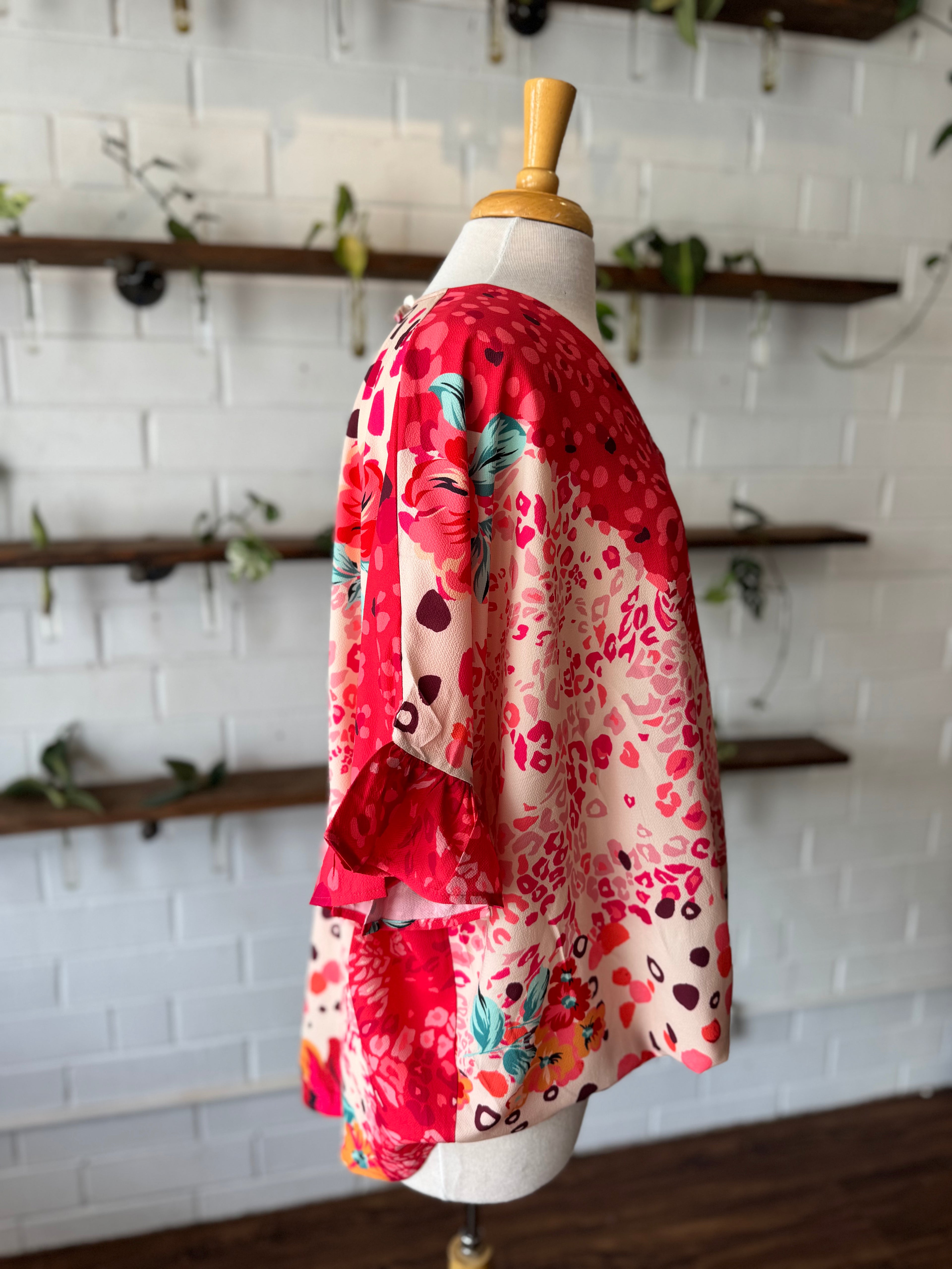 Coral Mixed Print Blouse