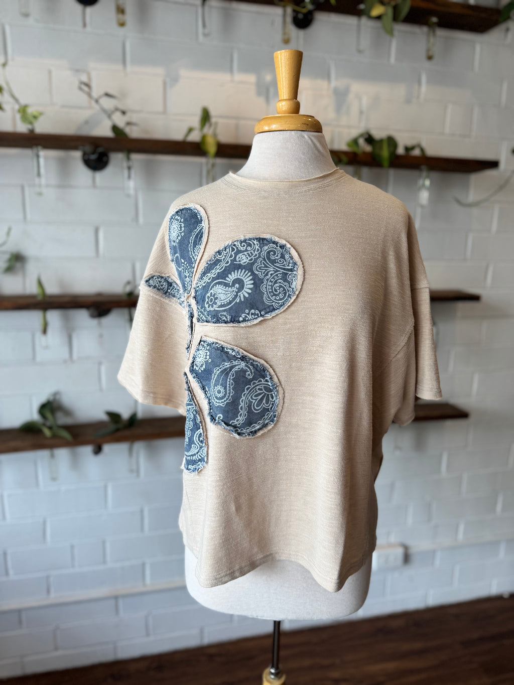 Denim Flower Patchwork Tee
