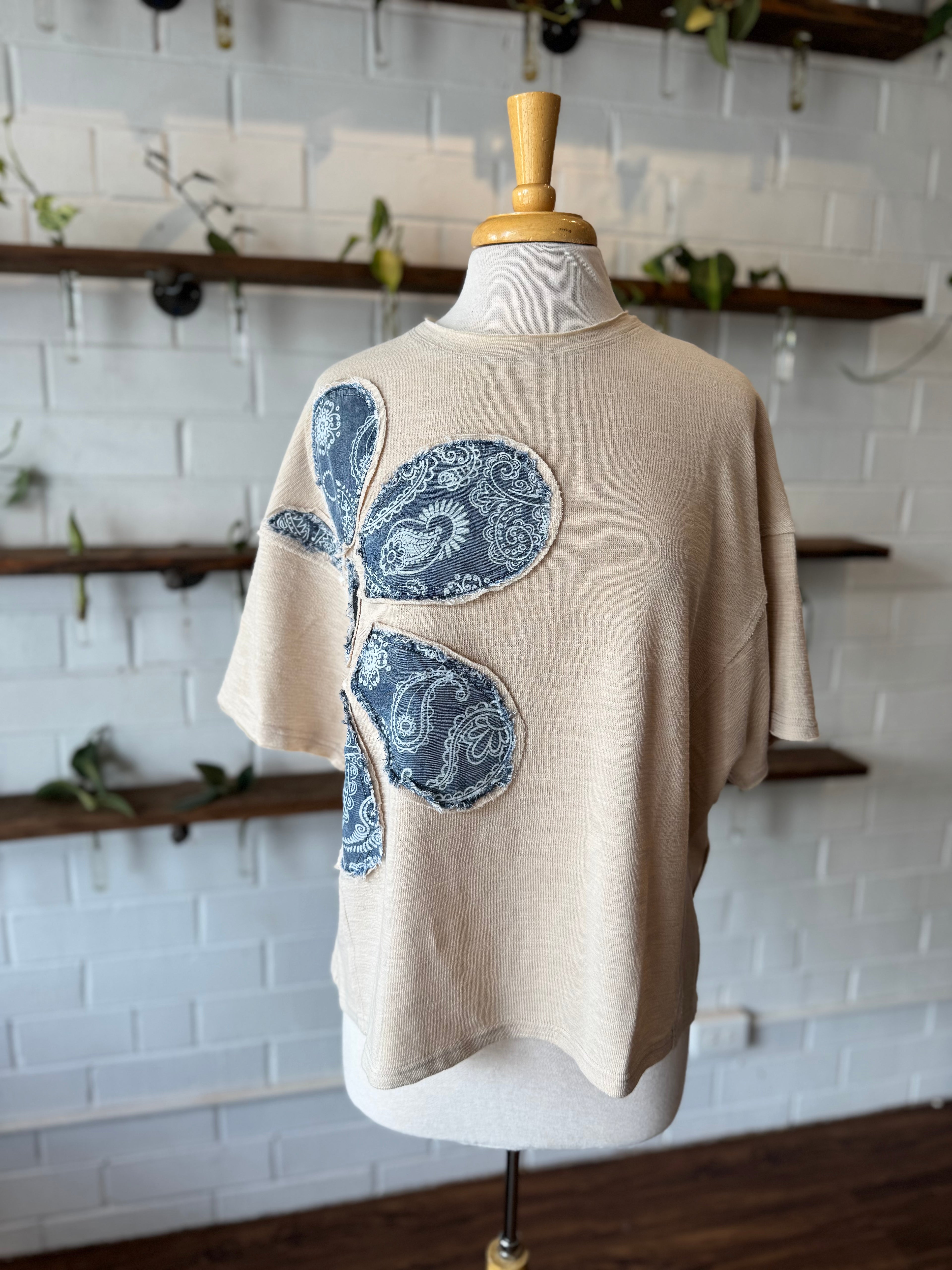 Denim Flower Patchwork Tee
