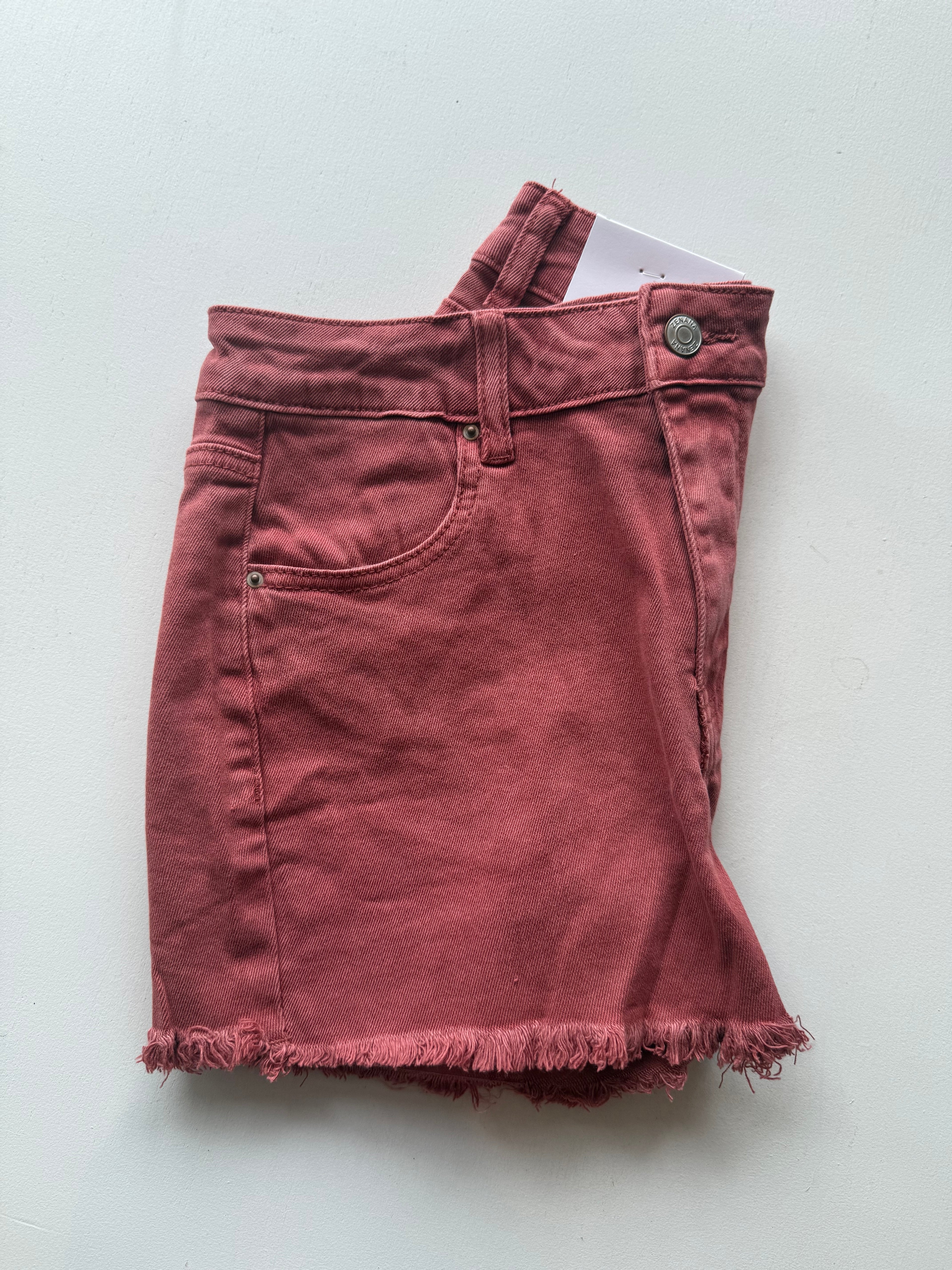 Cabernet Acid Washed Frayed Cutoff Hem Shorts