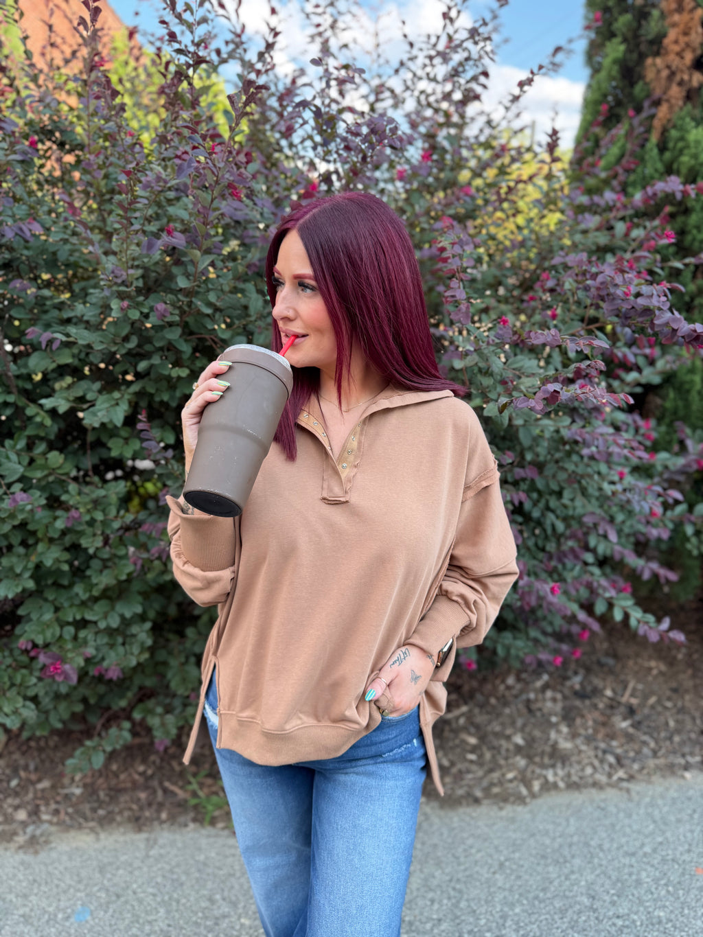 Henley Sweatshirt - Mocha