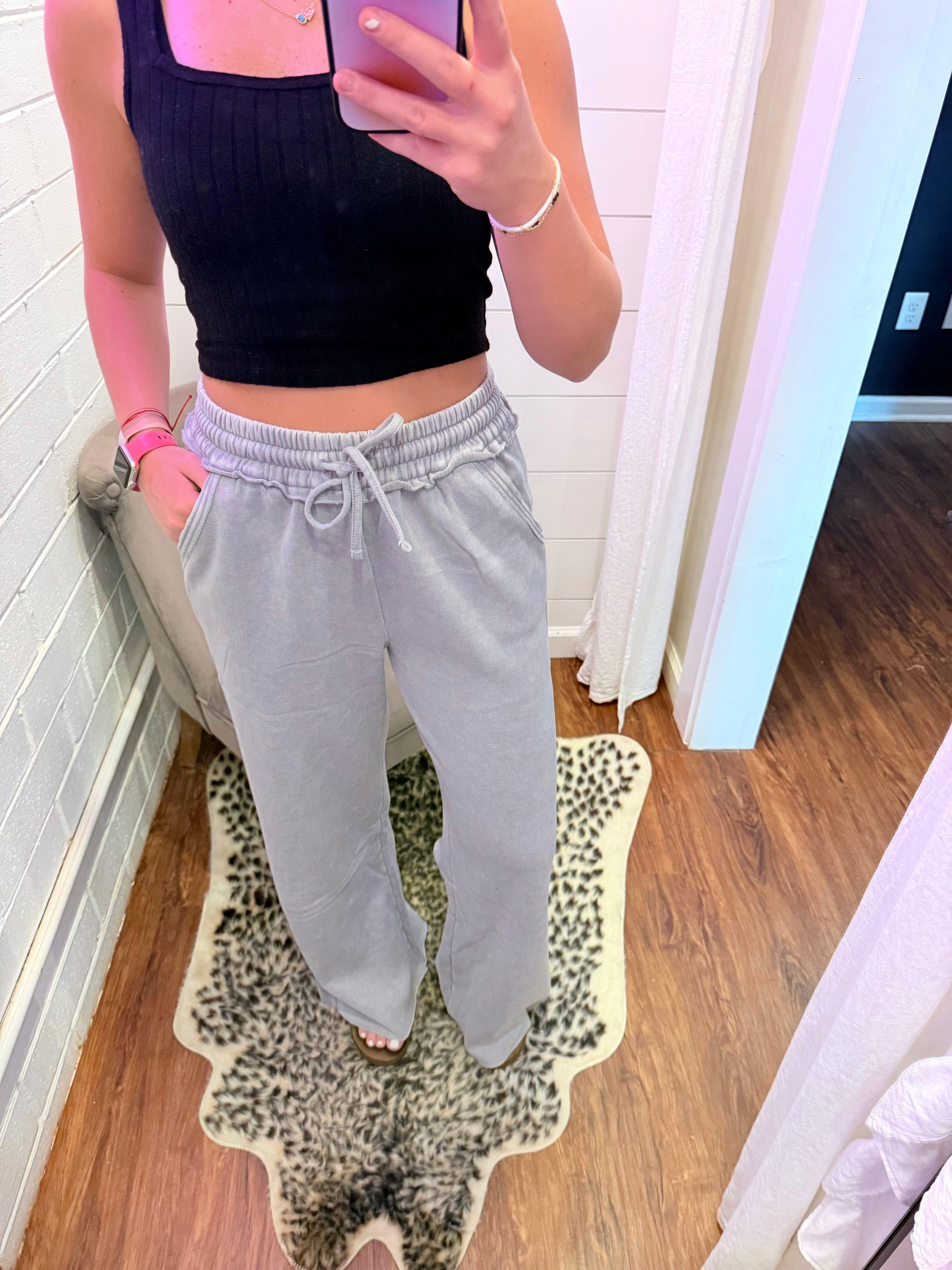 Sleet Acid Wash Fleece Sweatpants w/Pockets