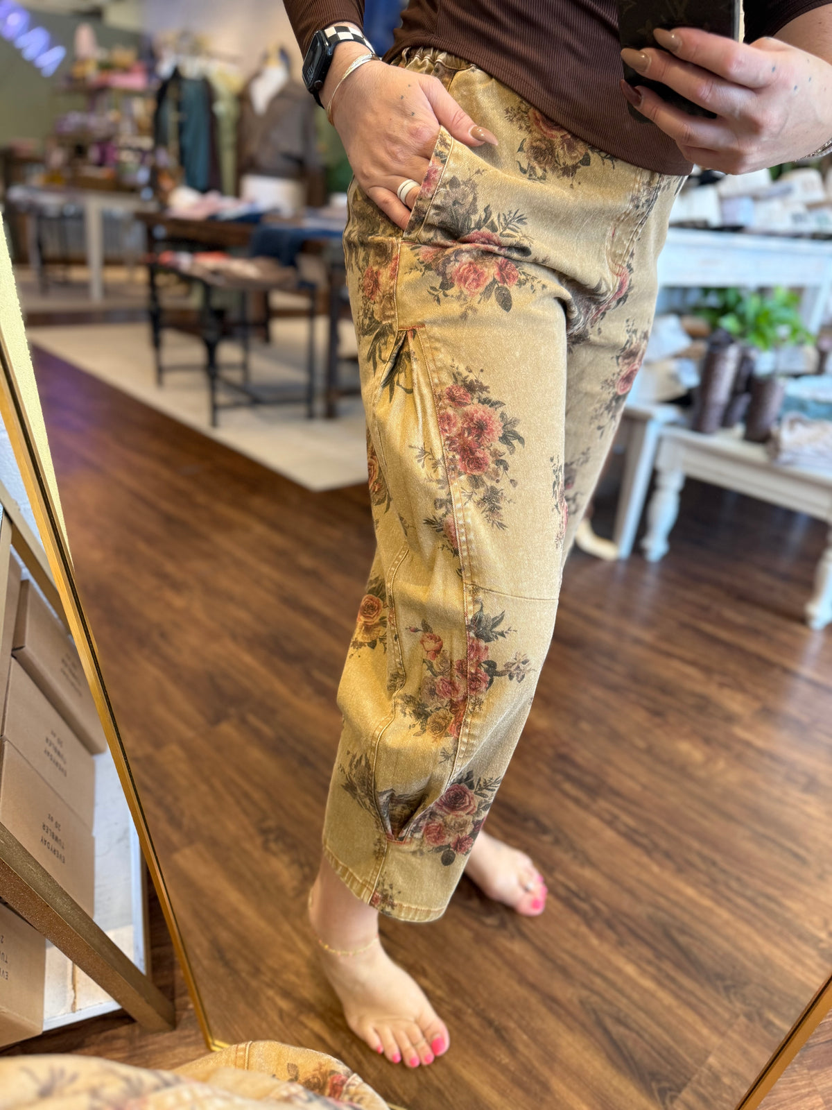 Floral Barrel Pants