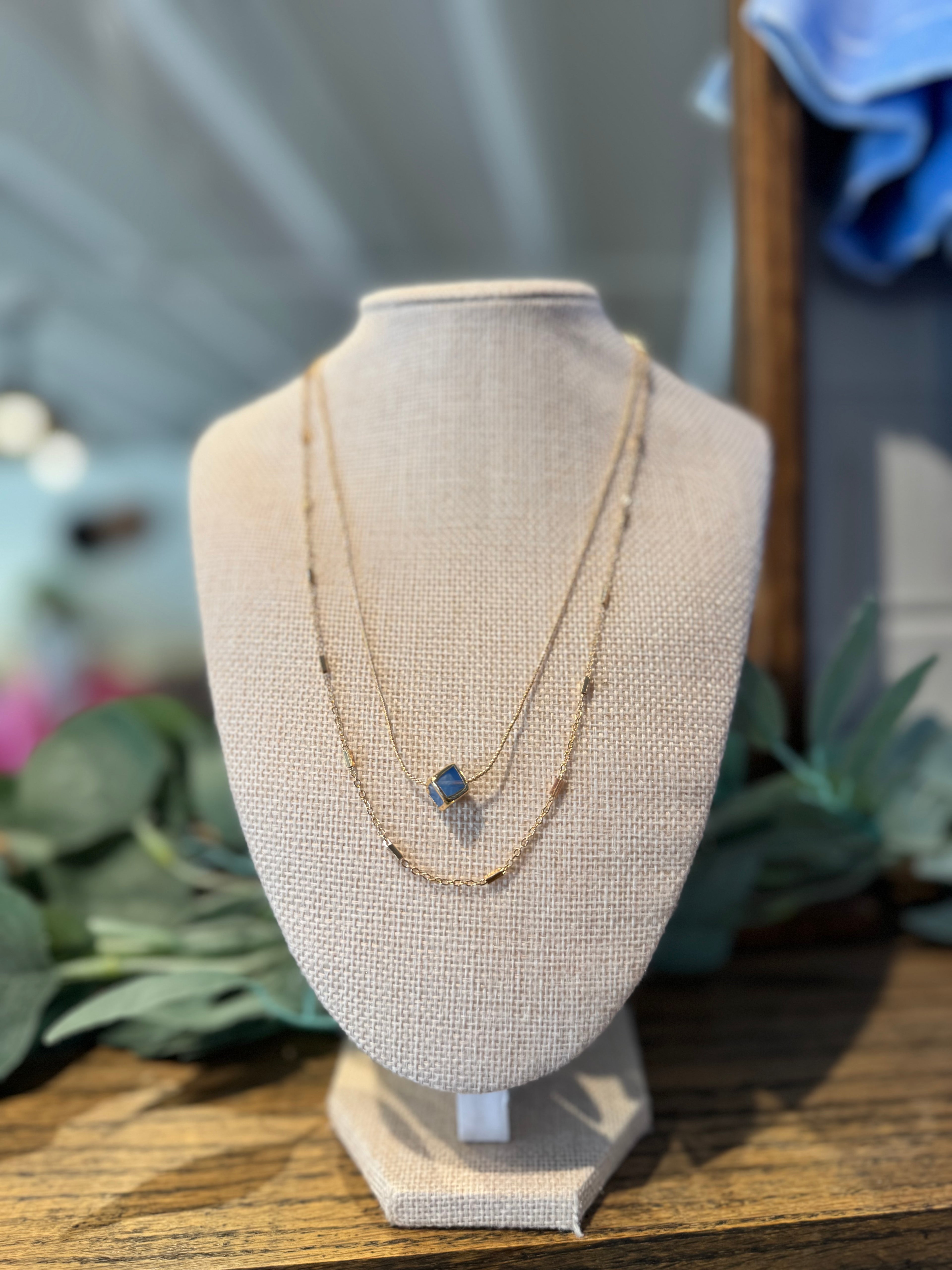 Double Layer Necklace Blue