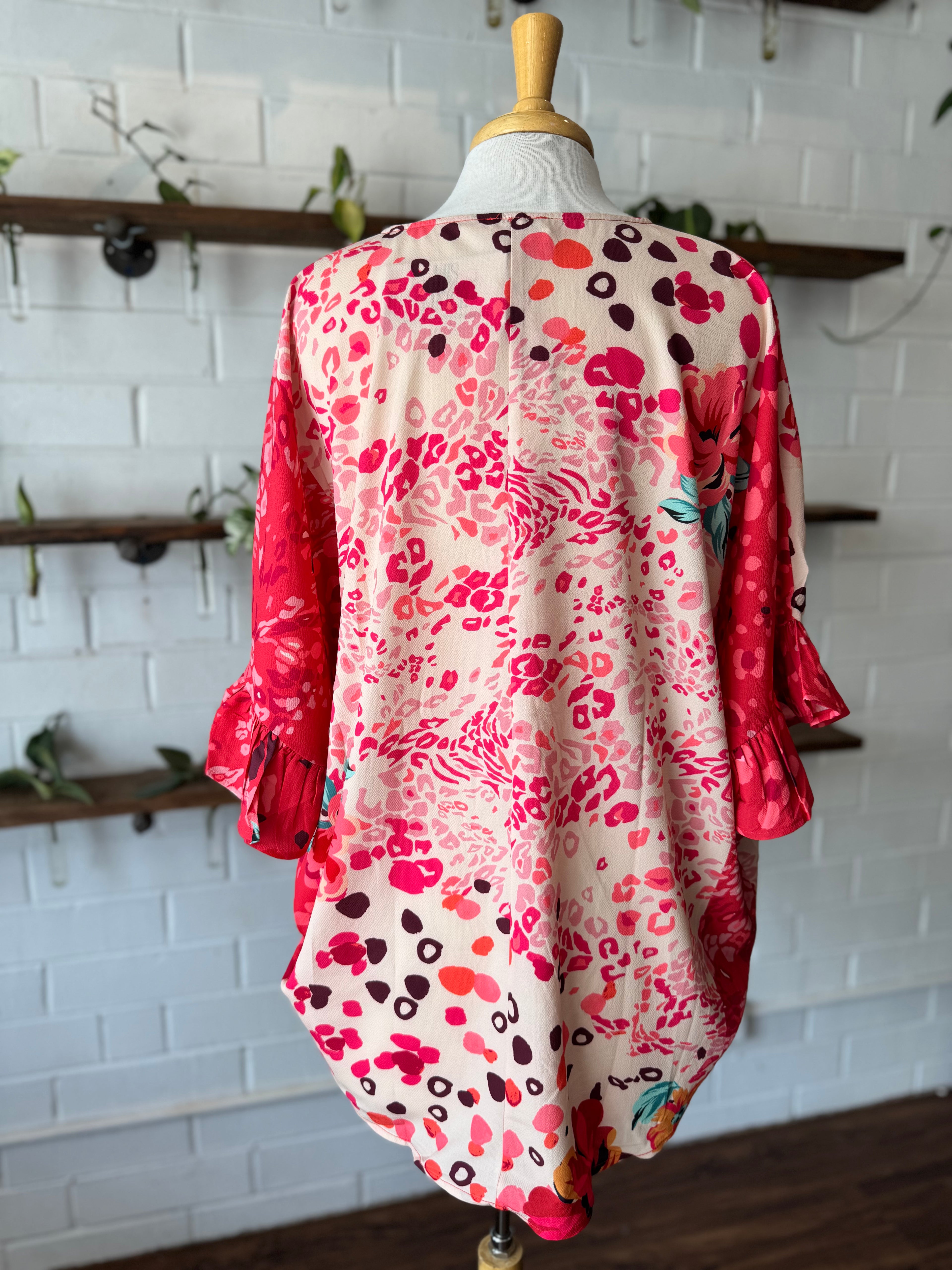 Coral Mixed Print Blouse