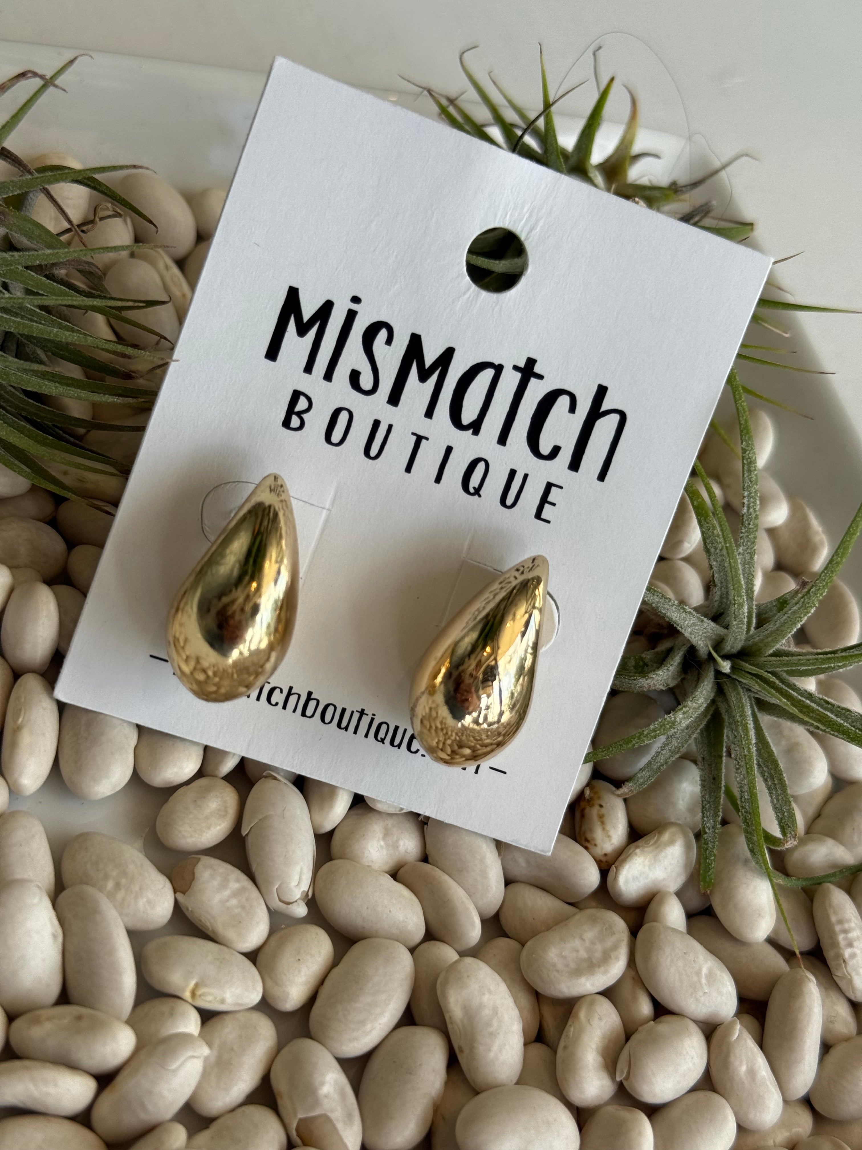 Tear Drop Gold Earrings