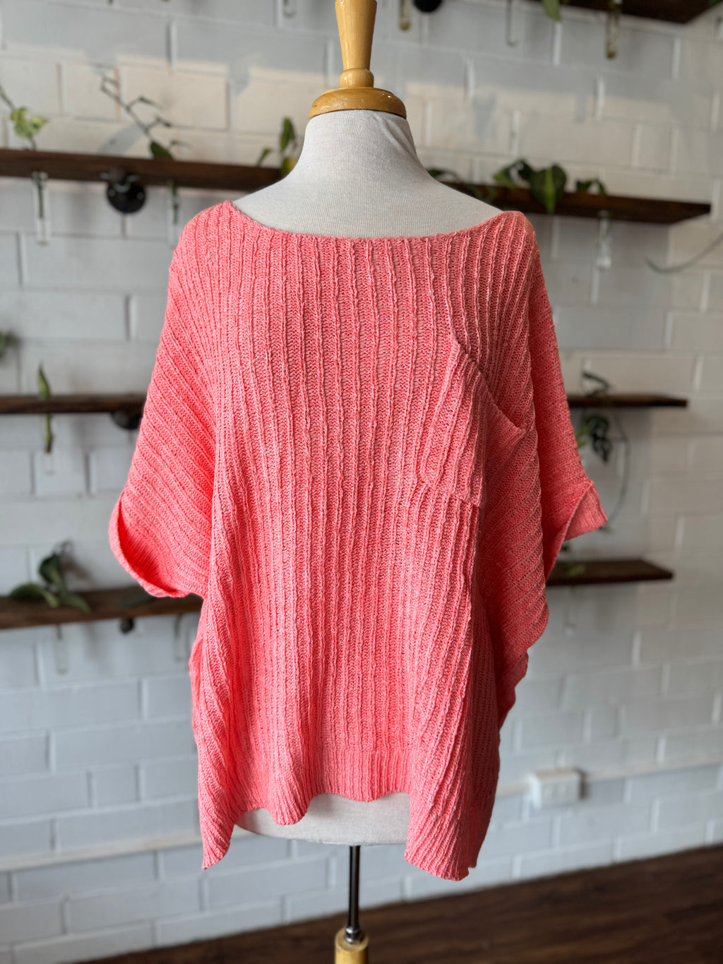 Pocket Knit Summer Sweater - Salmon