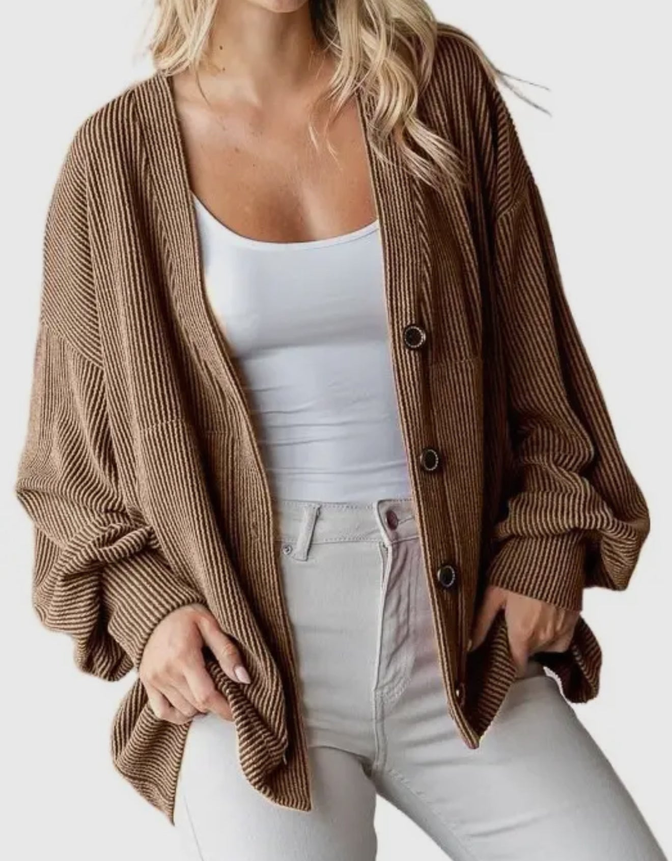Button Front Open Cardigan